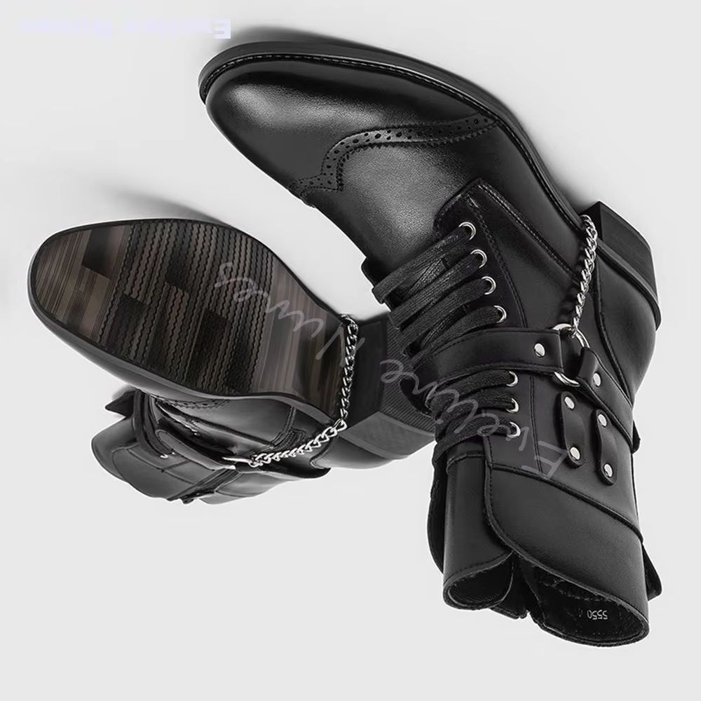 Motorcycle Chain - Botas de Combate Punk com Correntes