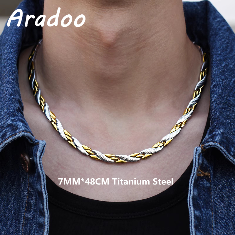 Ansi Chain - ARADOO Colar de aço de titânio