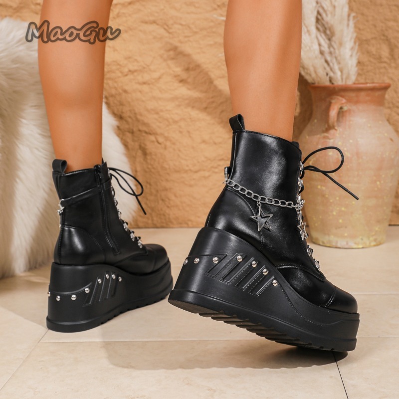Botas de tornozelo femininas d - Motorcycle Chain avaliação e preço
