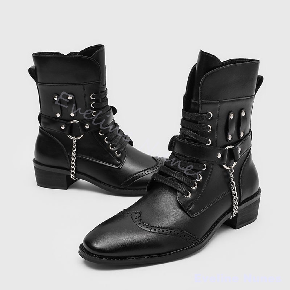 Botas de Combate Punk com Corr - Motorcycle Chain avaliação e preço