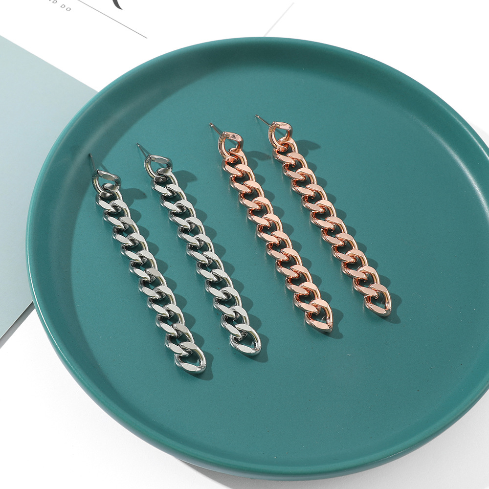 Brincos Criativos de Estilo Pu - Steel Chain avaliação e preço