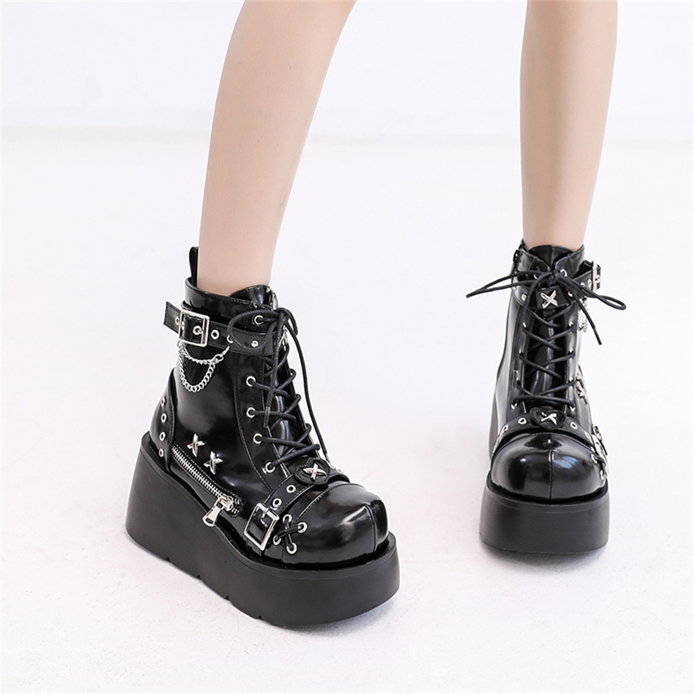 Novas Botas Femininas Góticas  - Motorcycle Chain avaliação e preço