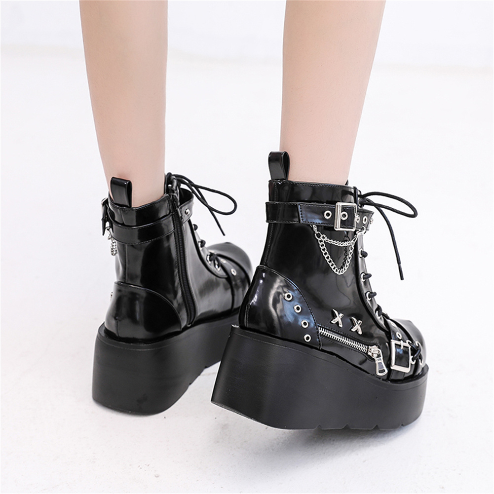 Novas Botas Femininas Góticas  - Motorcycle Chain avaliação e preço