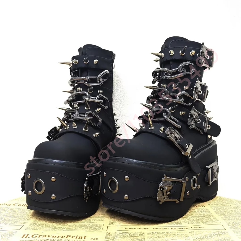 Botas de Combate Góticas Preta - Motorcycle Chain avaliação e preço